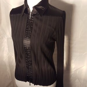 Cabi black sweater with satin detail